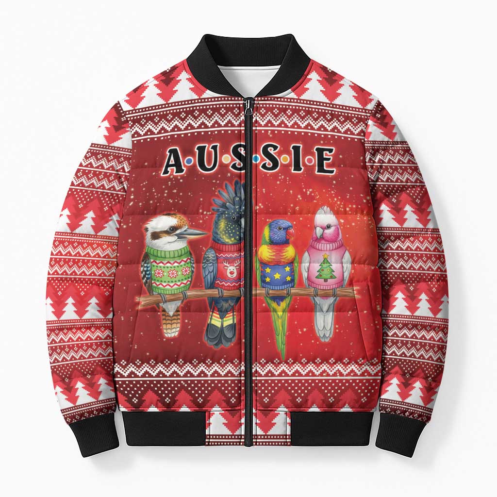 Australian Native Bird Bomber Puffer Jacket Kookaburra Black Cockatoo Rainbow Lorikeet Galah - Aussie Hoodie