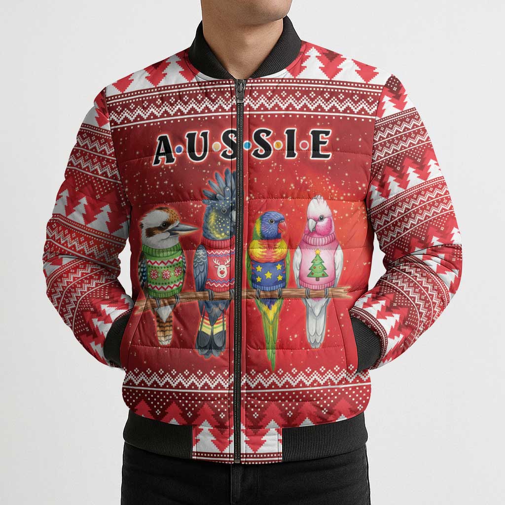 Australian Native Bird Bomber Puffer Jacket Kookaburra Black Cockatoo Rainbow Lorikeet Galah - Aussie Hoodie