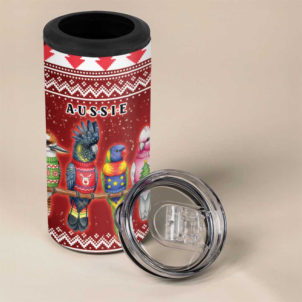 Australian Native Bird 4 in 1 Can Cooler Tumbler Kookaburra Black Cockatoo Rainbow Lorikeet Galah - Aussie Hoodie