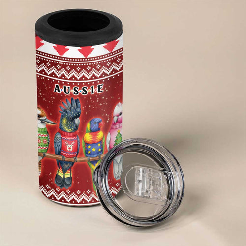 Australian Native Bird 4 in 1 Can Cooler Tumbler Kookaburra Black Cockatoo Rainbow Lorikeet Galah - Aussie Hoodie