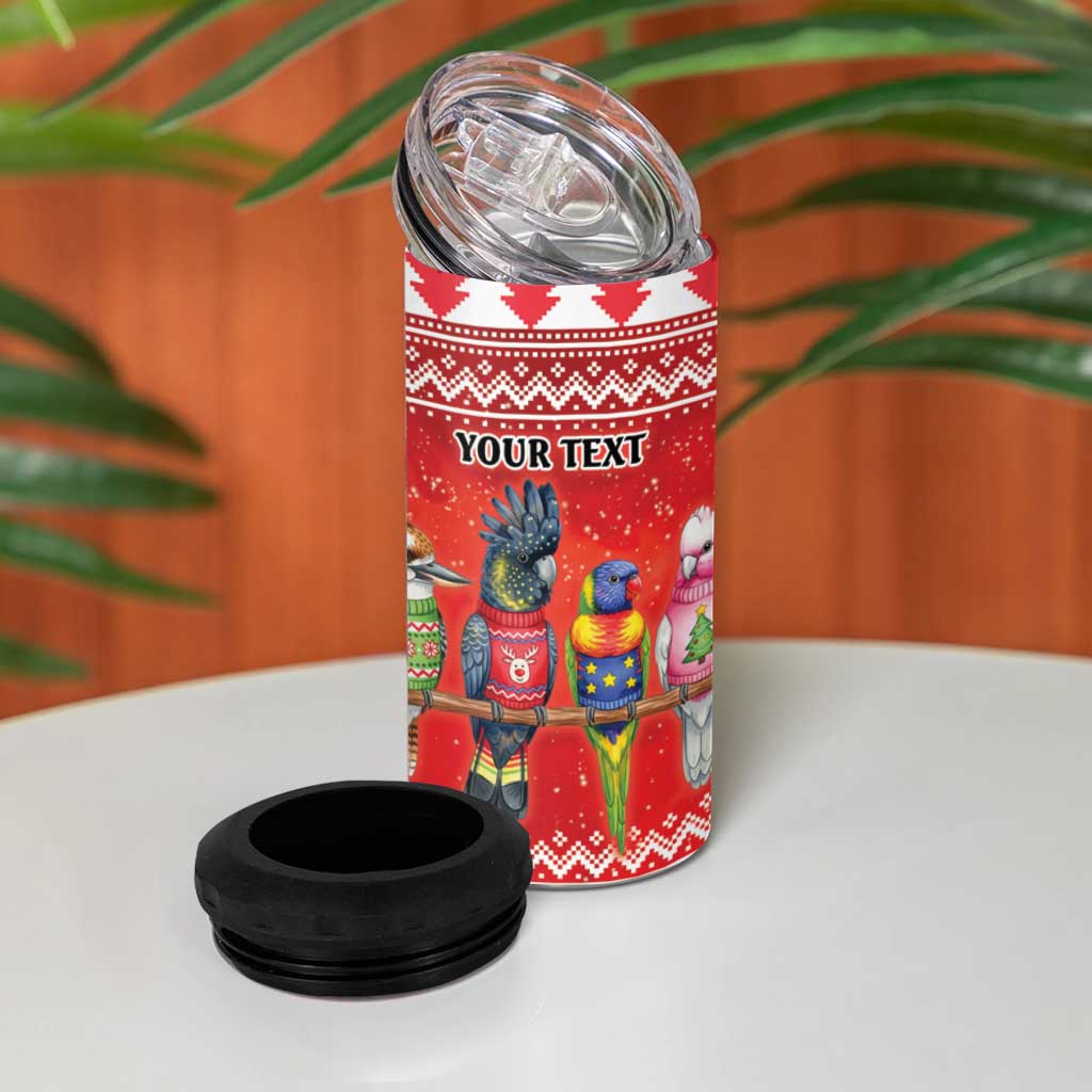 Australian Native Bird 4 in 1 Can Cooler Tumbler Kookaburra Black Cockatoo Rainbow Lorikeet Galah - Aussie Hoodie