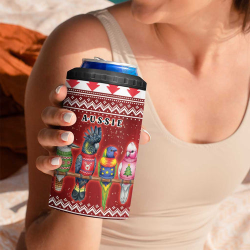 Australian Native Bird 4 in 1 Can Cooler Tumbler Kookaburra Black Cockatoo Rainbow Lorikeet Galah - Aussie Hoodie