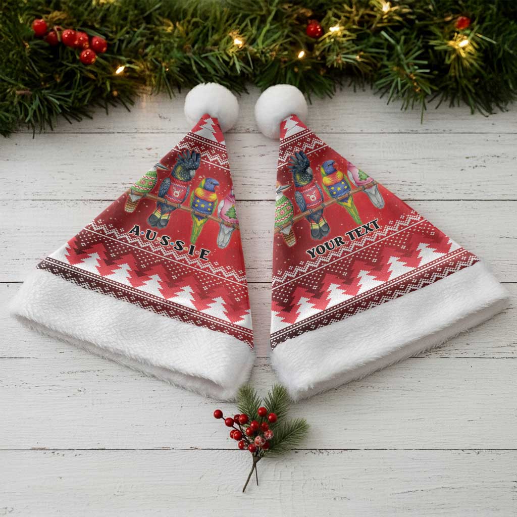 Australian Native Bird Christmas Santa Hat Kookaburra Black Cockatoo Rainbow Lorikeet Galah - Aussie Hoodie