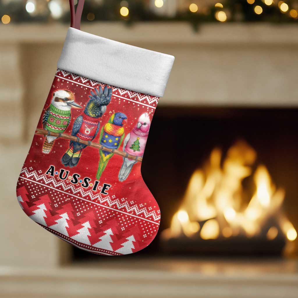 Australian Native Bird Christmas Stocking Kookaburra Black Cockatoo Rainbow Lorikeet Galah - Aussie Hoodie