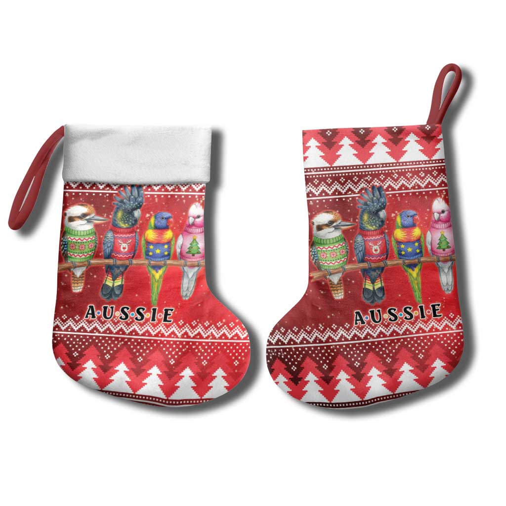 Australian Native Bird Christmas Stocking Kookaburra Black Cockatoo Rainbow Lorikeet Galah - Aussie Hoodie