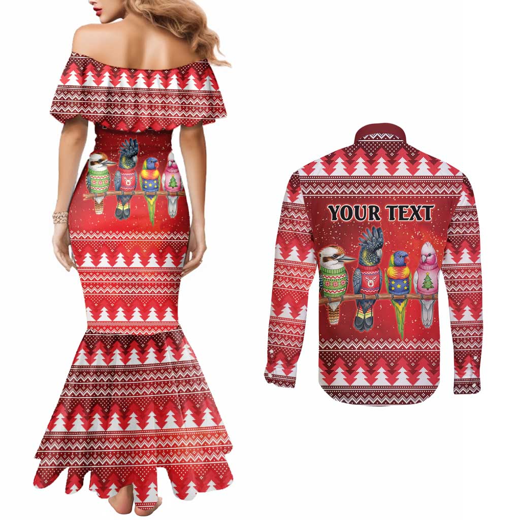 Australian Native Bird Couples Matching Mermaid Dress and Long Sleeve Button Shirt Kookaburra Black Cockatoo Rainbow Lorikeet Galah - Aussie Hoodie