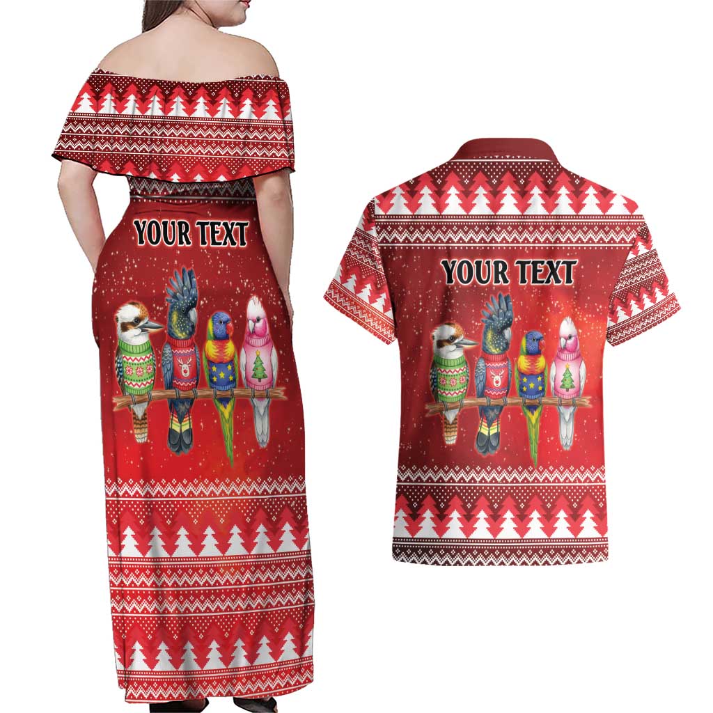 Australian Native Bird Couples Matching Off Shoulder Maxi Dress and Hawaiian Shirt Kookaburra Black Cockatoo Rainbow Lorikeet Galah - Aussie Hoodie