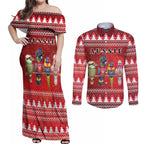 Australian Native Bird Couples Matching Off Shoulder Maxi Dress and Long Sleeve Button Shirt Kookaburra Black Cockatoo Rainbow Lorikeet Galah - Aussie Hoodie
