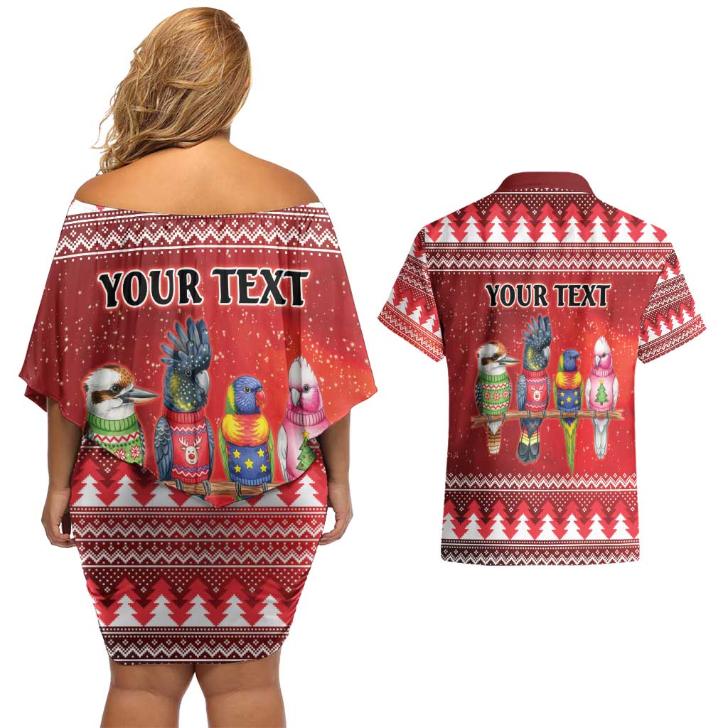 Australian Native Bird Couples Matching Off Shoulder Short Dress and Hawaiian Shirt Kookaburra Black Cockatoo Rainbow Lorikeet Galah - Aussie Hoodie