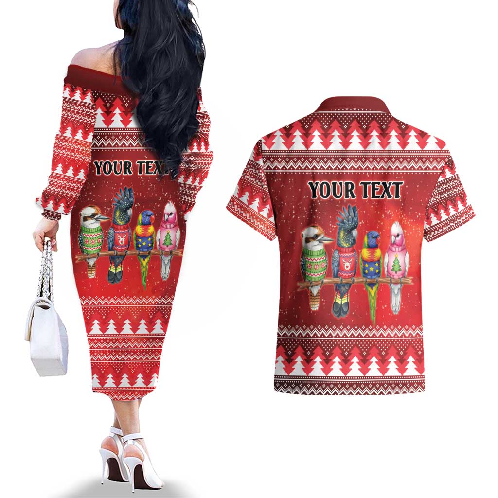 Australian Native Bird Couples Matching Off The Shoulder Long Sleeve Dress and Hawaiian Shirt Kookaburra Black Cockatoo Rainbow Lorikeet Galah - Aussie Hoodie