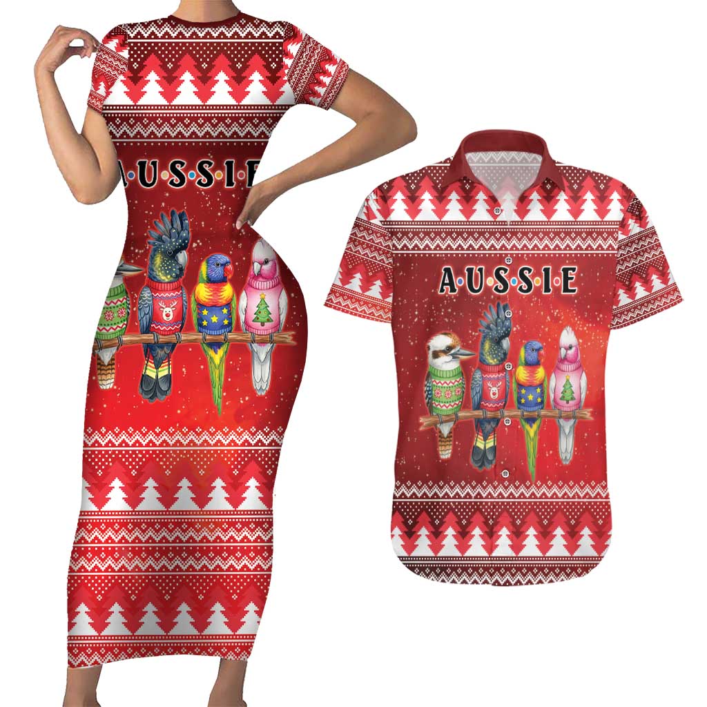 Australian Native Bird Couples Matching Short Sleeve Bodycon Dress and Hawaiian Shirt Kookaburra Black Cockatoo Rainbow Lorikeet Galah - Aussie Hoodie