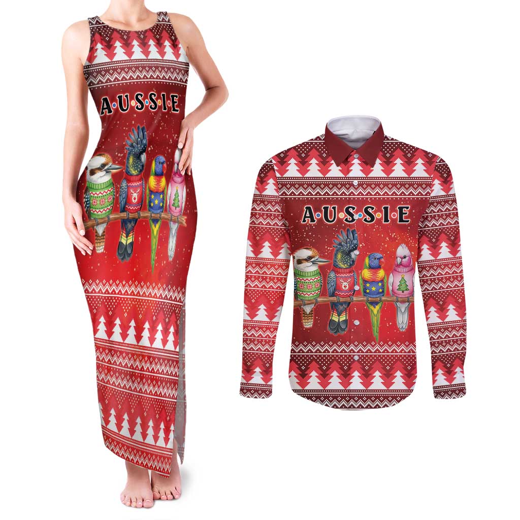 Australian Native Bird Couples Matching Tank Maxi Dress and Long Sleeve Button Shirt Kookaburra Black Cockatoo Rainbow Lorikeet Galah - Aussie Hoodie
