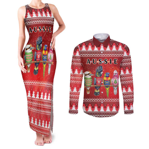 Australian Native Bird Couples Matching Tank Maxi Dress and Long Sleeve Button Shirt Kookaburra Black Cockatoo Rainbow Lorikeet Galah - Aussie Hoodie