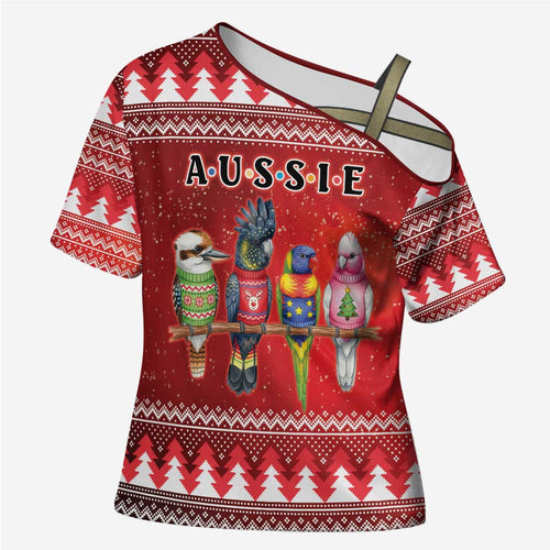 Australian Native Bird Cross Shoulder Shirt Kookaburra Black Cockatoo Rainbow Lorikeet Galah - Aussie Hoodie