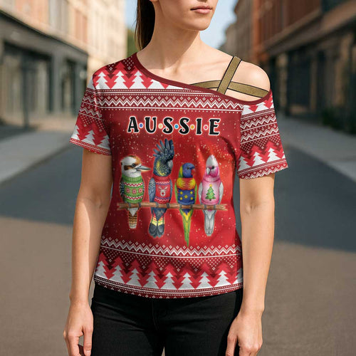 Australian Native Bird Cross Shoulder Shirt Kookaburra Black Cockatoo Rainbow Lorikeet Galah - Aussie Hoodie