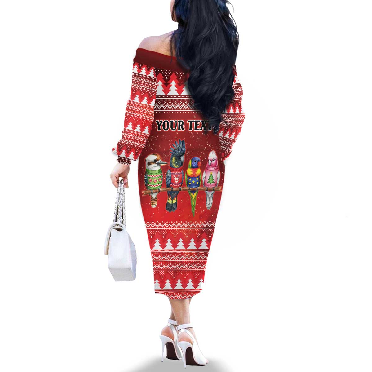 Australian Native Bird Family Matching Off The Shoulder Long Sleeve Dress and Hawaiian Shirt Kookaburra Black Cockatoo Rainbow Lorikeet Galah - Aussie Hoodie