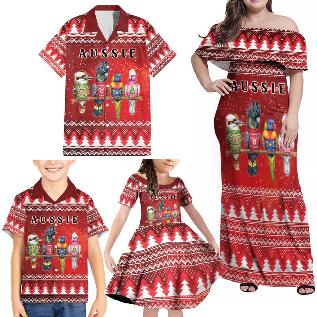 Australian Native Bird Family Matching Off Shoulder Maxi Dress and Hawaiian Shirt Kookaburra Black Cockatoo Rainbow Lorikeet Galah - Aussie Hoodie