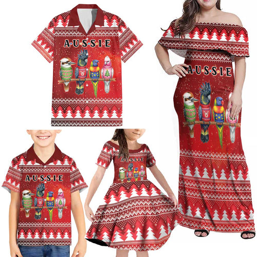 Australian Native Bird Family Matching Off Shoulder Maxi Dress and Hawaiian Shirt Kookaburra Black Cockatoo Rainbow Lorikeet Galah - Aussie Hoodie