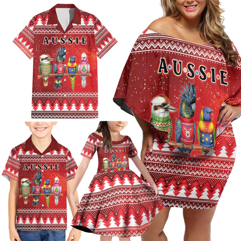 Australian Native Bird Family Matching Off Shoulder Short Dress and Hawaiian Shirt Kookaburra Black Cockatoo Rainbow Lorikeet Galah - Aussie Hoodie
