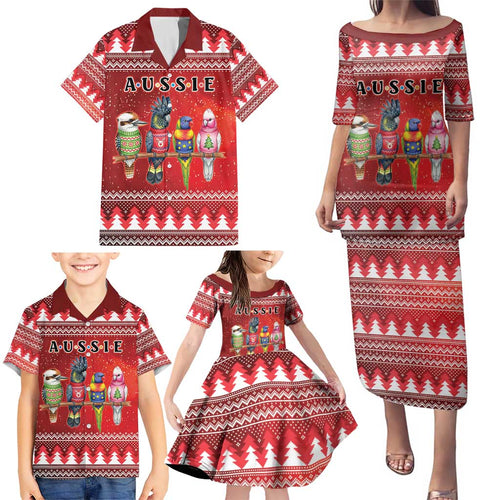 Australian Native Bird Family Matching Puletasi and Hawaiian Shirt Kookaburra Black Cockatoo Rainbow Lorikeet Galah - Aussie Hoodie