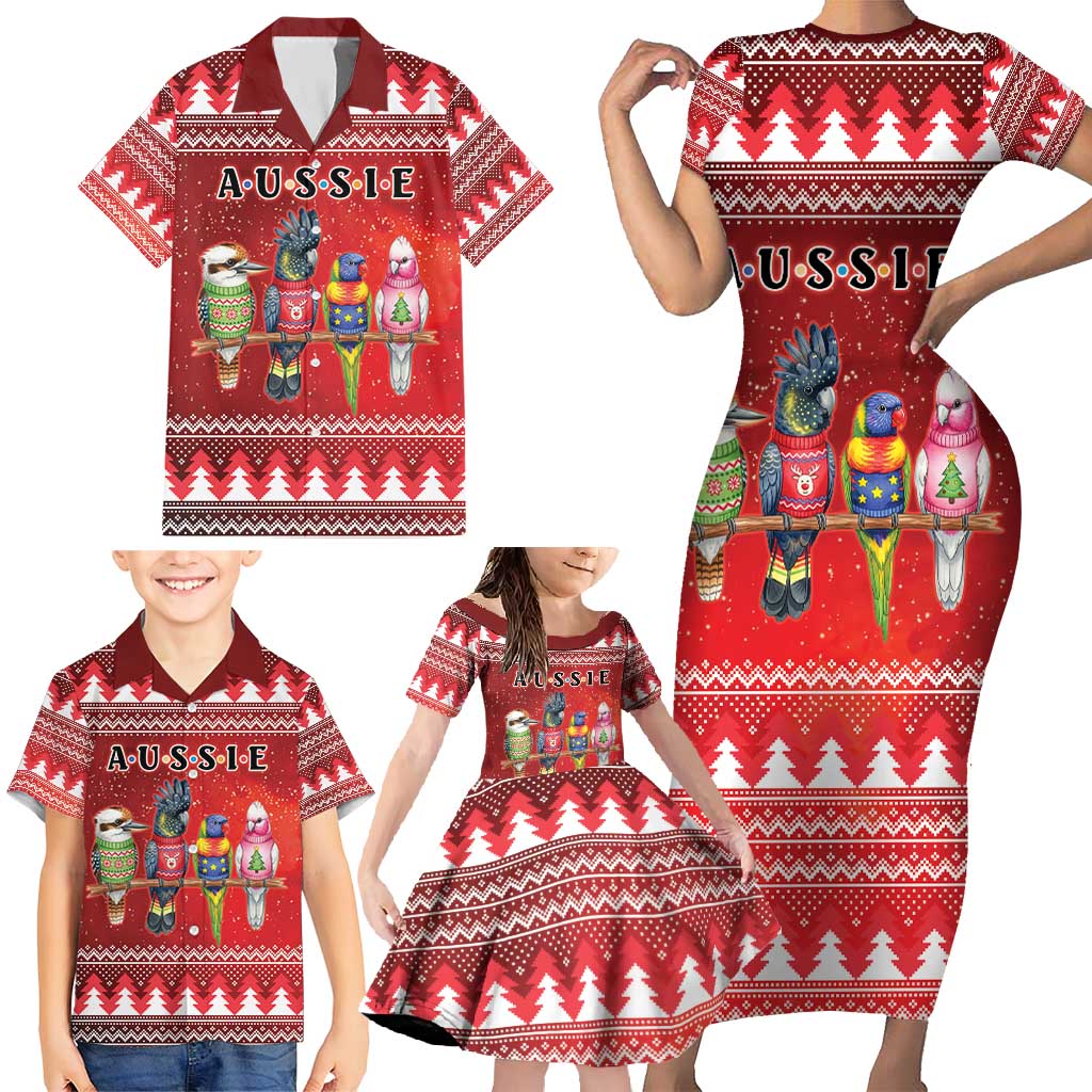 Australian Native Bird Family Matching Short Sleeve Bodycon Dress and Hawaiian Shirt Kookaburra Black Cockatoo Rainbow Lorikeet Galah - Aussie Hoodie
