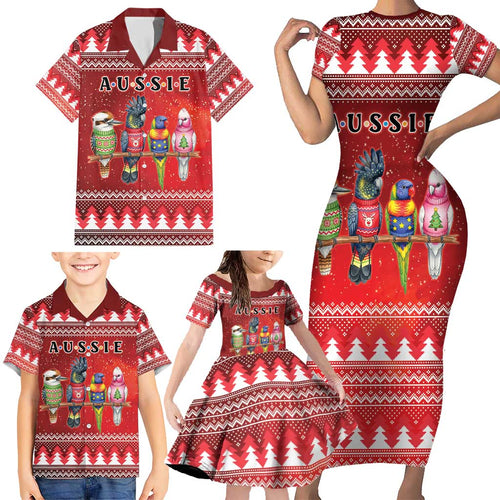 Australian Native Bird Family Matching Short Sleeve Bodycon Dress and Hawaiian Shirt Kookaburra Black Cockatoo Rainbow Lorikeet Galah - Aussie Hoodie