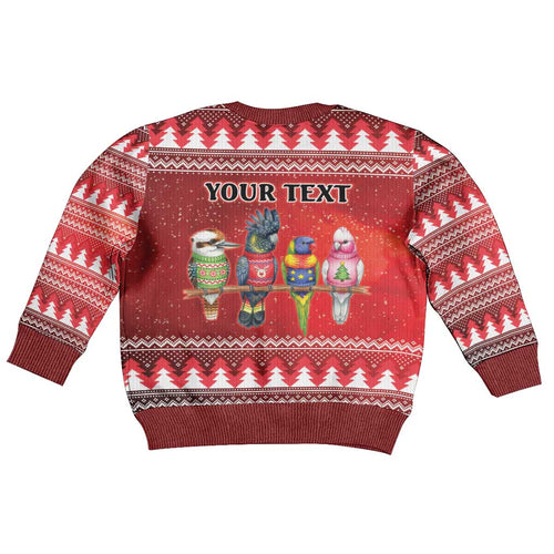 Australian Native Bird Kid Ugly Christmas Sweater Kookaburra Black Cockatoo Rainbow Lorikeet Galah - Aussie Hoodie