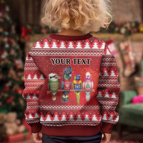 Australian Native Bird Kid Ugly Christmas Sweater Kookaburra Black Cockatoo Rainbow Lorikeet Galah - Aussie Hoodie