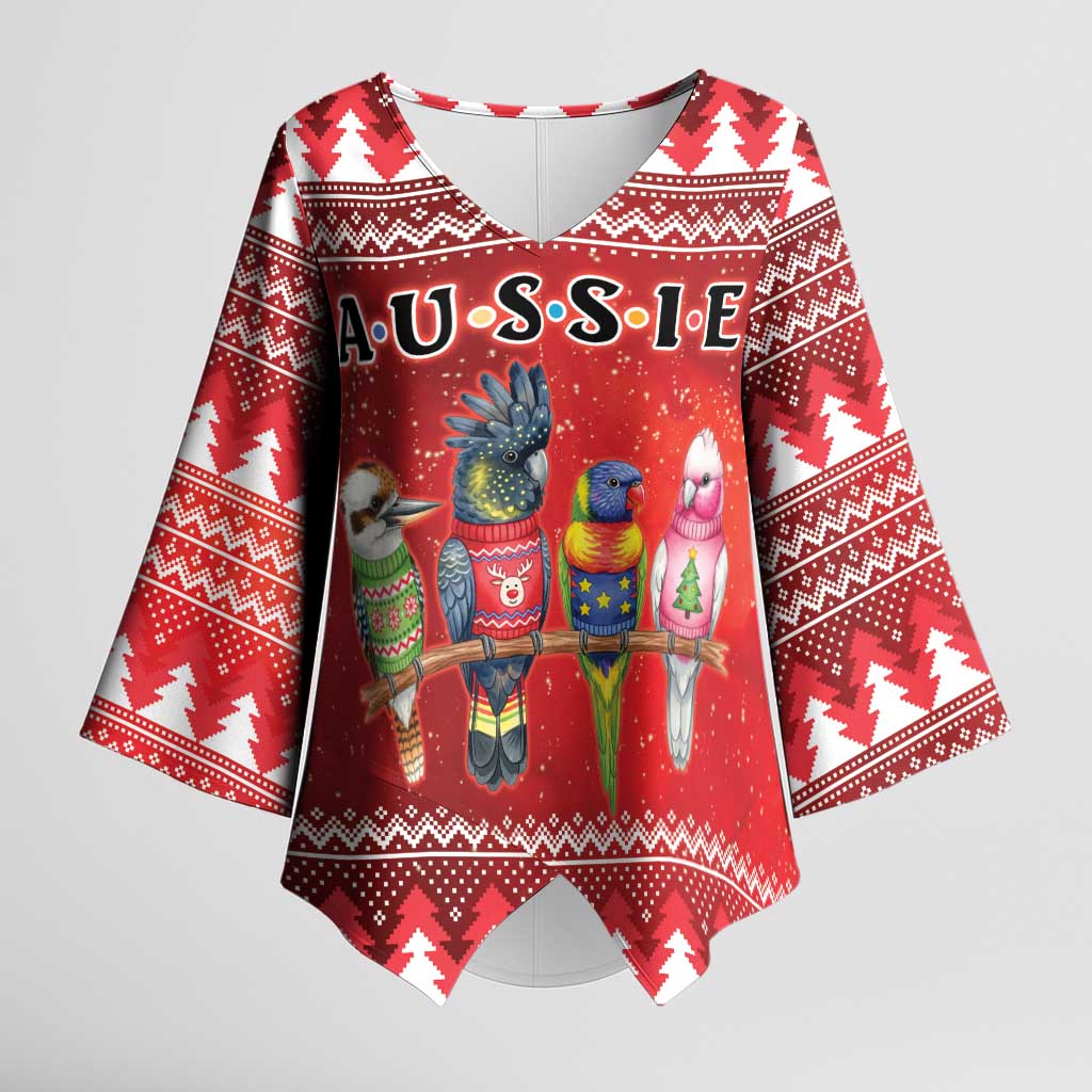 Australian Native Bird Kimono Sleeve Blouse Kookaburra Black Cockatoo Rainbow Lorikeet Galah - Aussie Hoodie