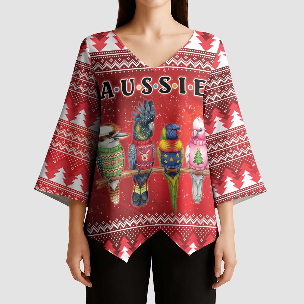 Australian Native Bird Kimono Sleeve Blouse Kookaburra Black Cockatoo Rainbow Lorikeet Galah - Aussie Hoodie