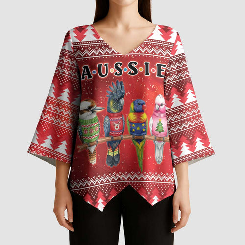 Australian Native Bird Kimono Sleeve Blouse Kookaburra Black Cockatoo Rainbow Lorikeet Galah - Aussie Hoodie