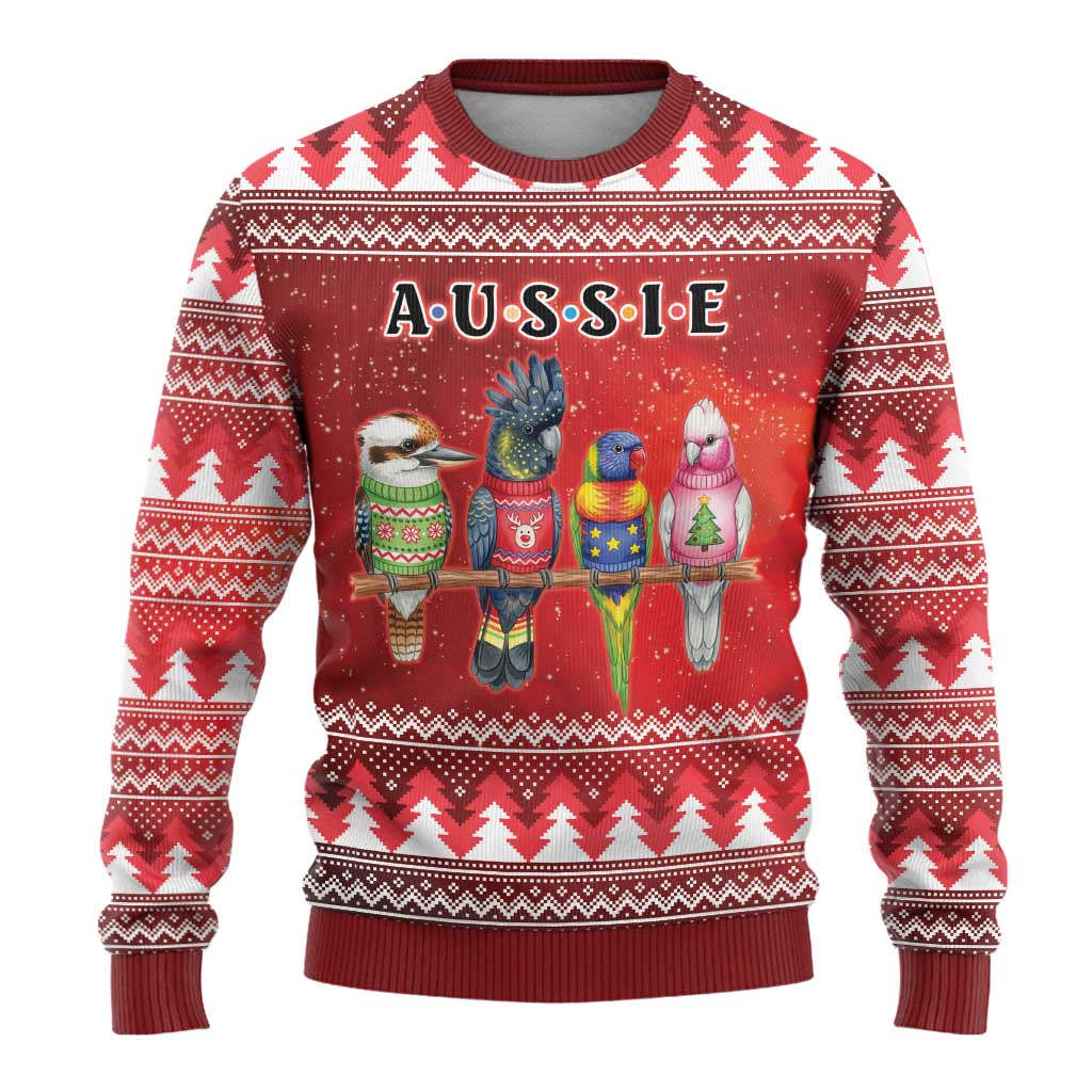 Australian Native Bird Ugly Christmas Sweater Kookaburra Black Cockatoo Rainbow Lorikeet Galah - Aussie Hoodie