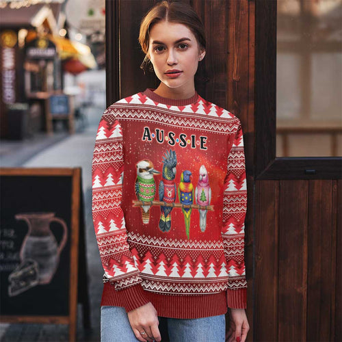 Australian Native Bird Ugly Christmas Sweater Kookaburra Black Cockatoo Rainbow Lorikeet Galah - Aussie Hoodie