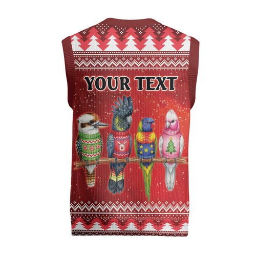 Australian Native Bird Christmas Knitted V-Neck Vest Kookaburra Black Cockatoo Rainbow Lorikeet Galah - Aussie Hoodie