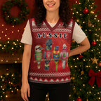 Australian Native Bird Christmas Knitted V-Neck Vest Kookaburra Black Cockatoo Rainbow Lorikeet Galah - Aussie Hoodie