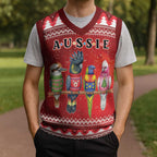Australian Native Bird Christmas Knitted V-Neck Vest Kookaburra Black Cockatoo Rainbow Lorikeet Galah - Aussie Hoodie