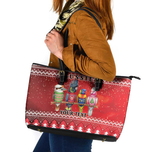Australian Native Bird Leather Tote Bag Kookaburra Black Cockatoo Rainbow Lorikeet Galah - Aussie Hoodie