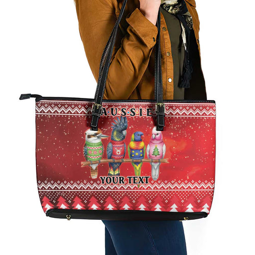 Australian Native Bird Leather Tote Bag Kookaburra Black Cockatoo Rainbow Lorikeet Galah - Aussie Hoodie