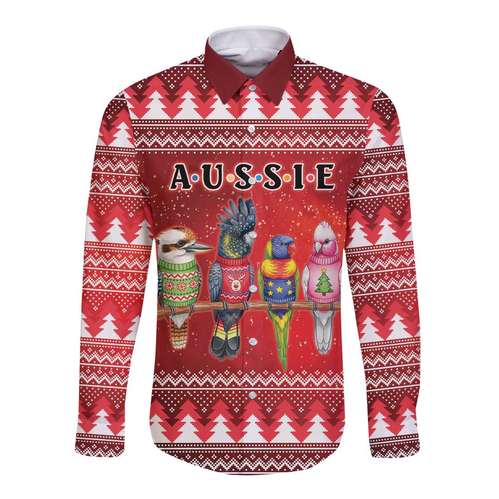 Australian Native Bird Long Sleeve Button Shirt Kookaburra Black Cockatoo Rainbow Lorikeet Galah - Aussie Hoodie