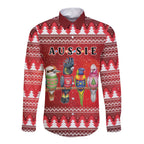 Australian Native Bird Long Sleeve Button Shirt Kookaburra Black Cockatoo Rainbow Lorikeet Galah - Aussie Hoodie