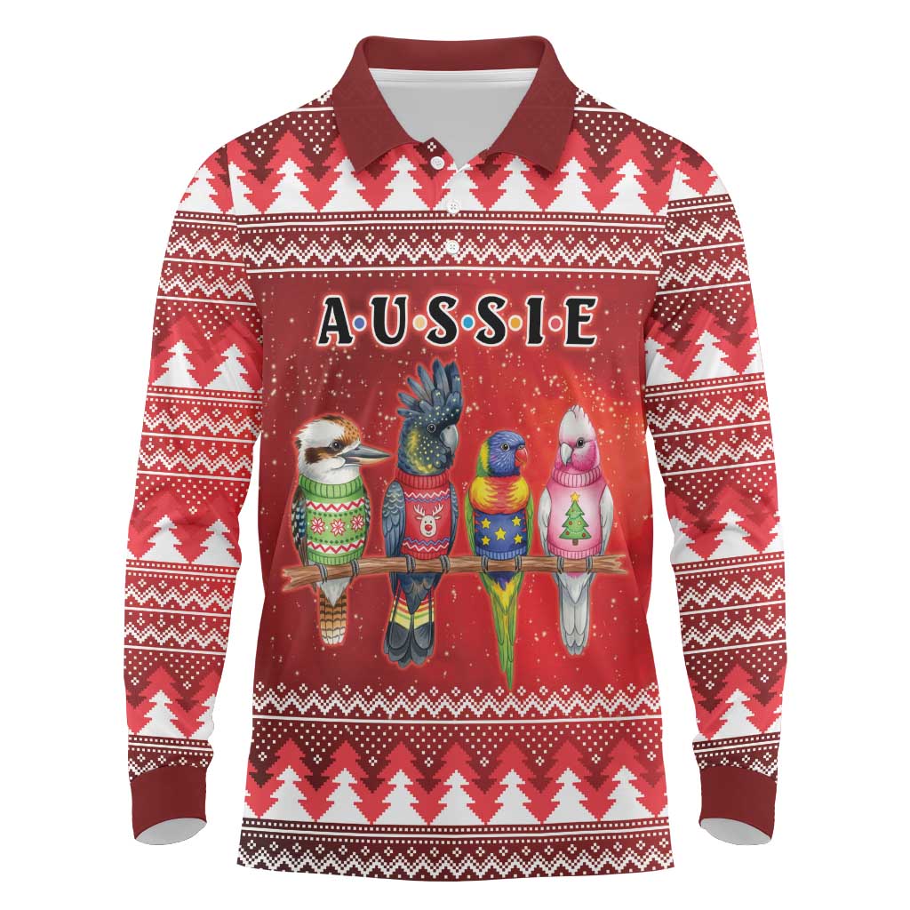 Australian Native Bird Long Sleeve Polo Shirt Kookaburra Black Cockatoo Rainbow Lorikeet Galah - Aussie Hoodie