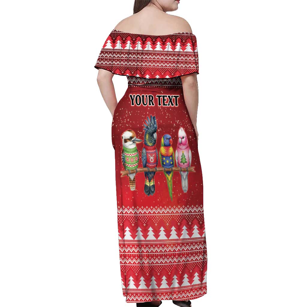 Australian Native Bird Off Shoulder Maxi Dress Kookaburra Black Cockatoo Rainbow Lorikeet Galah - Aussie Hoodie