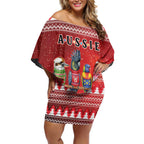Australian Native Bird Off Shoulder Short Dress Kookaburra Black Cockatoo Rainbow Lorikeet Galah - Aussie Hoodie