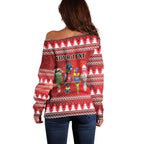 Australian Native Bird Off Shoulder Sweater Kookaburra Black Cockatoo Rainbow Lorikeet Galah - Aussie Hoodie