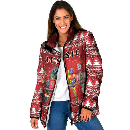 Australian Native Bird Padded Jacket Kookaburra Black Cockatoo Rainbow Lorikeet Galah - Aussie Hoodie