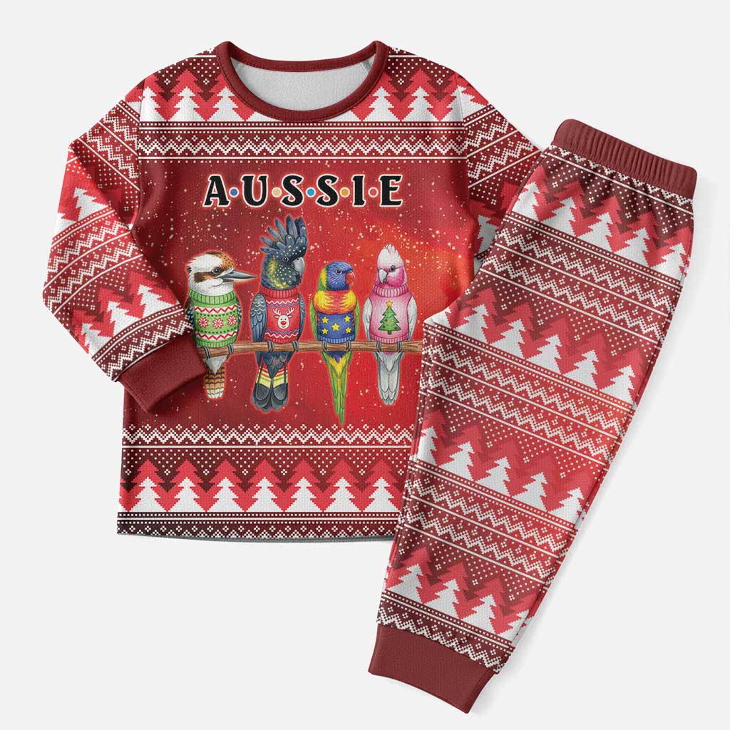 Australian Native Bird Christmas Pajama Set Kookaburra Black Cockatoo Rainbow Lorikeet Galah - Aussie Hoodie