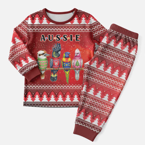 Australian Native Bird Christmas Pajama Set Kookaburra Black Cockatoo Rainbow Lorikeet Galah - Aussie Hoodie