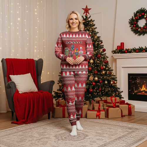 Australian Native Bird Christmas Pajama Set Kookaburra Black Cockatoo Rainbow Lorikeet Galah - Aussie Hoodie