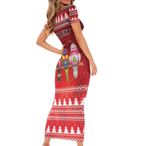 Australian Native Bird Short Sleeve Bodycon Dress Kookaburra Black Cockatoo Rainbow Lorikeet Galah - Aussie Hoodie