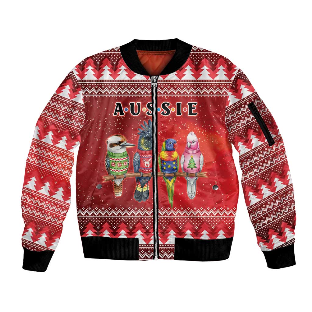 Australian Native Bird Sleeve Zip Bomber Jacket Kookaburra Black Cockatoo Rainbow Lorikeet Galah - Aussie Hoodie